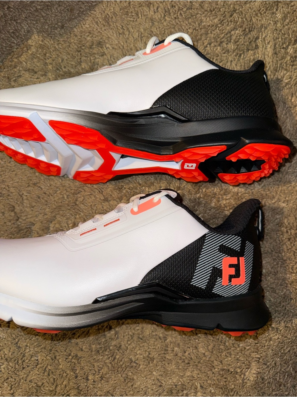 Brand new FootJoy Men's White Black Golf Shoes with Coral Accent - Picture 7 of 8
